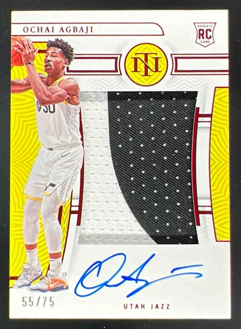 2022-23 Panini National Treasures Red #107 Ochai Agbaji Autograph RC Auto /75