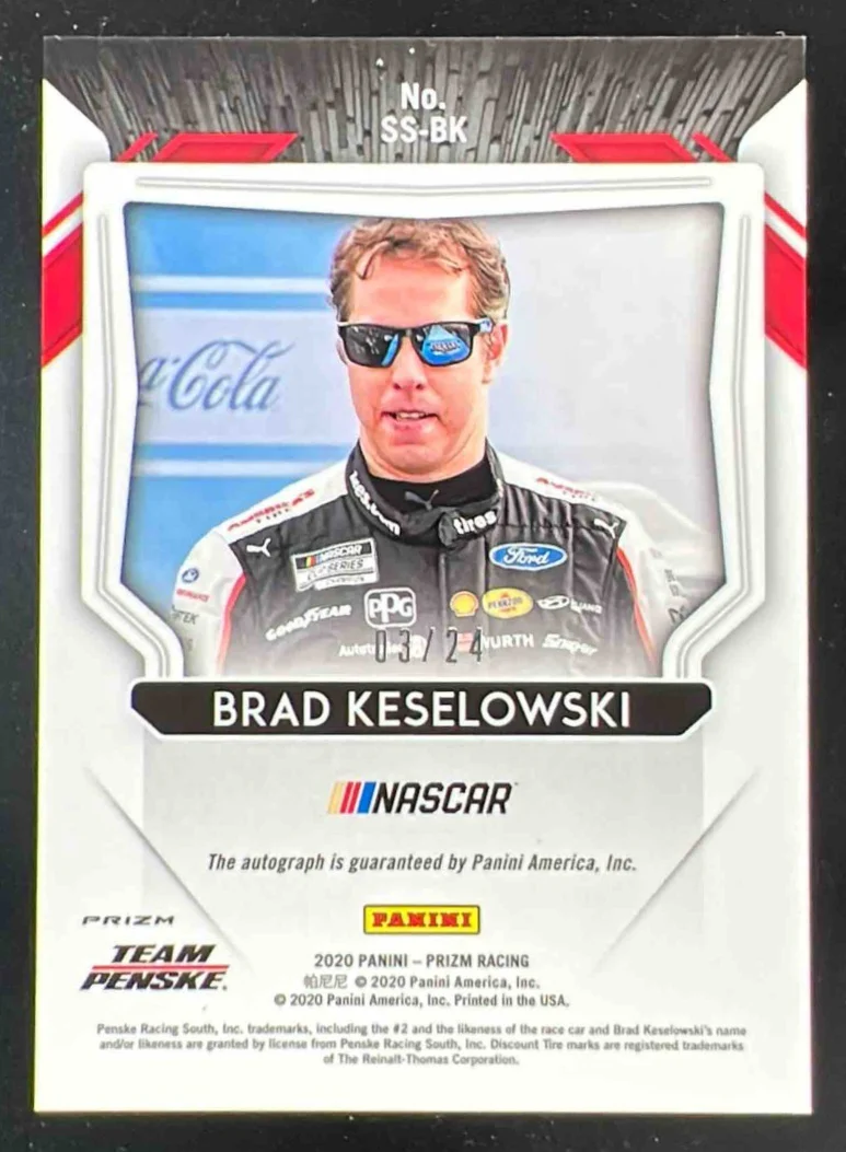 2020 Panini Prizm Scripted Signatures Rainbow #SS-BK Brad Keselowski Auto /24 - Image 2