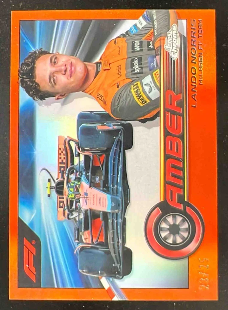 2023 Topps Chrome Formula 1 Camber Orange Refractor #CAM-LNI Lando Norris /25