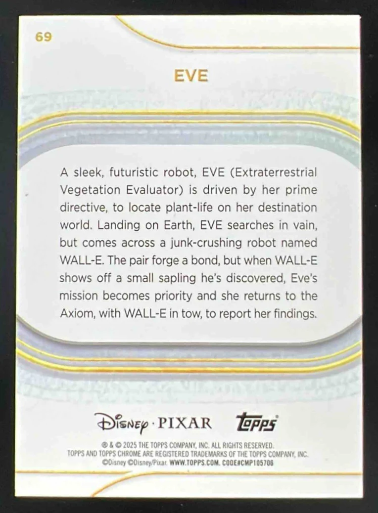 2025 Topps Chrome Disney Gold Refractor #69 EVE /50 - Image 2
