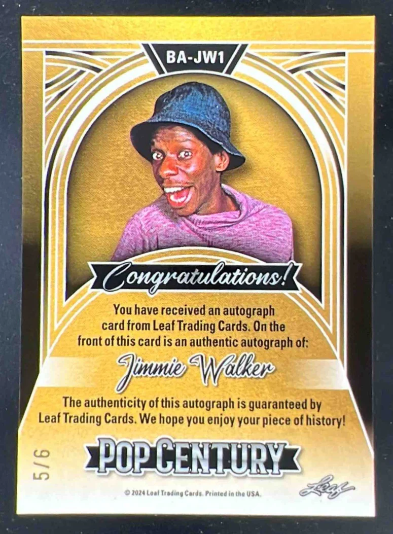 2024 Leaf Metal Pop Century Auto Crystal Dark Blue #BA-JW1 Jimmie Walker /6 - Image 2