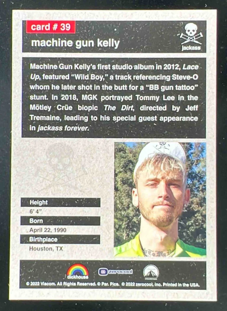 2022 Zerocool Jackass Holo #39 Machine Gun Kelly /100 - Image 2