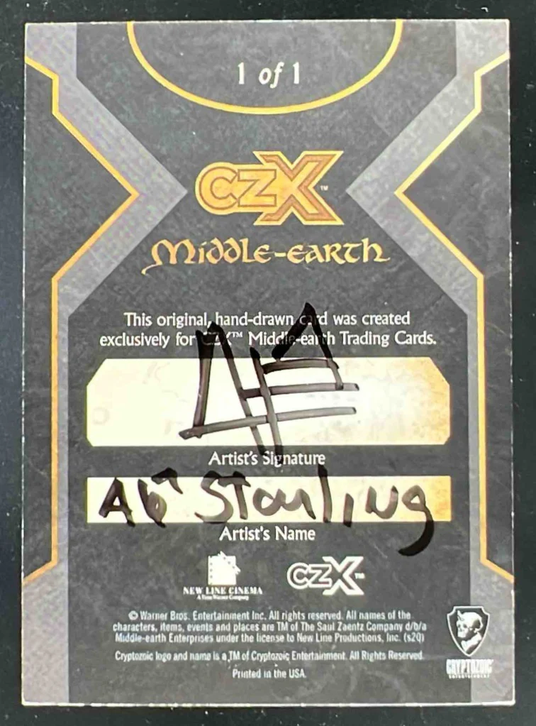 Cryptozoic Middle Earth Sketch Card Artist Autograph Stanling Auto 1/1 - Image 2