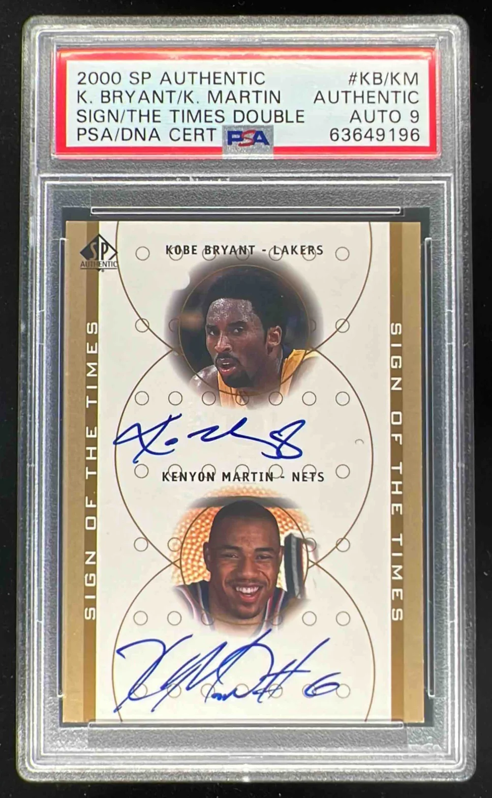 2000 SP Authentic Sign Times Double Kobe Bryant Kenyon Martin Auto PSA Authentic