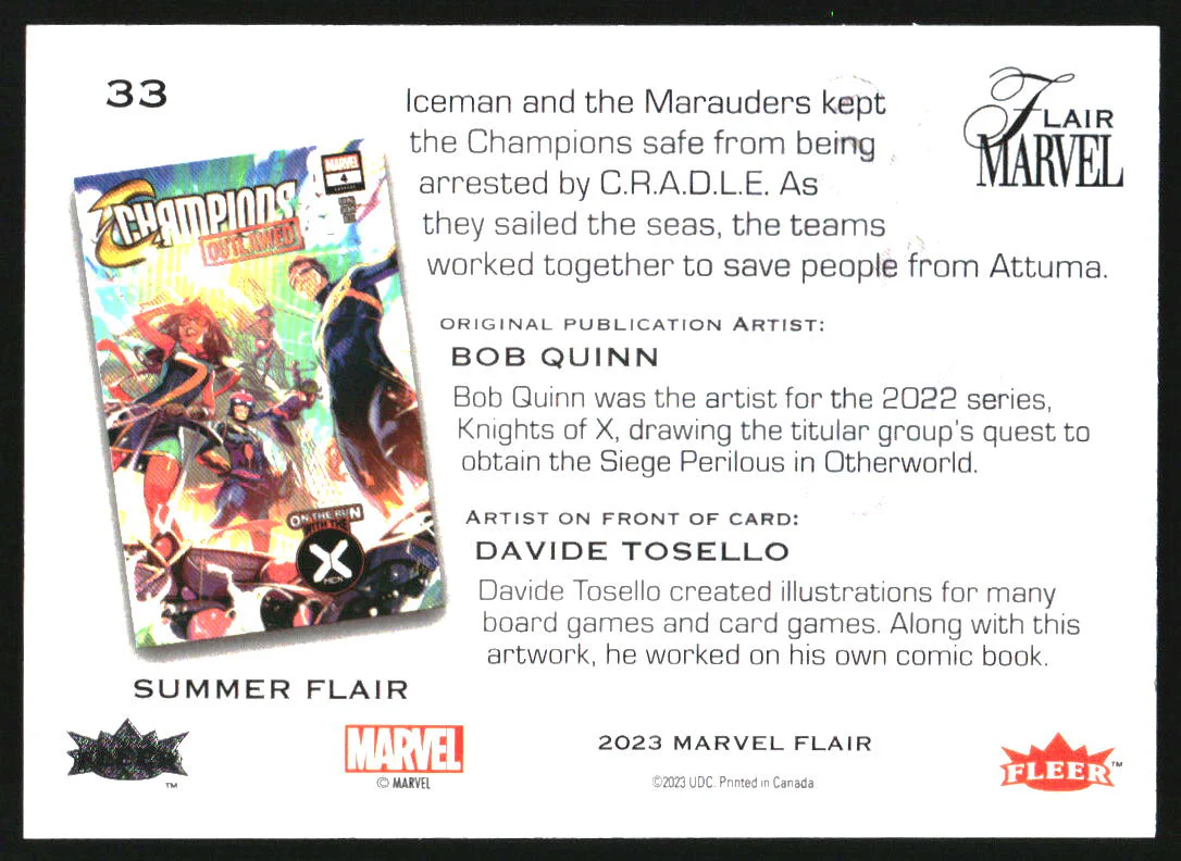 2023 Flair Marvel Summer Flair #33 Iceman /50 - Image 2