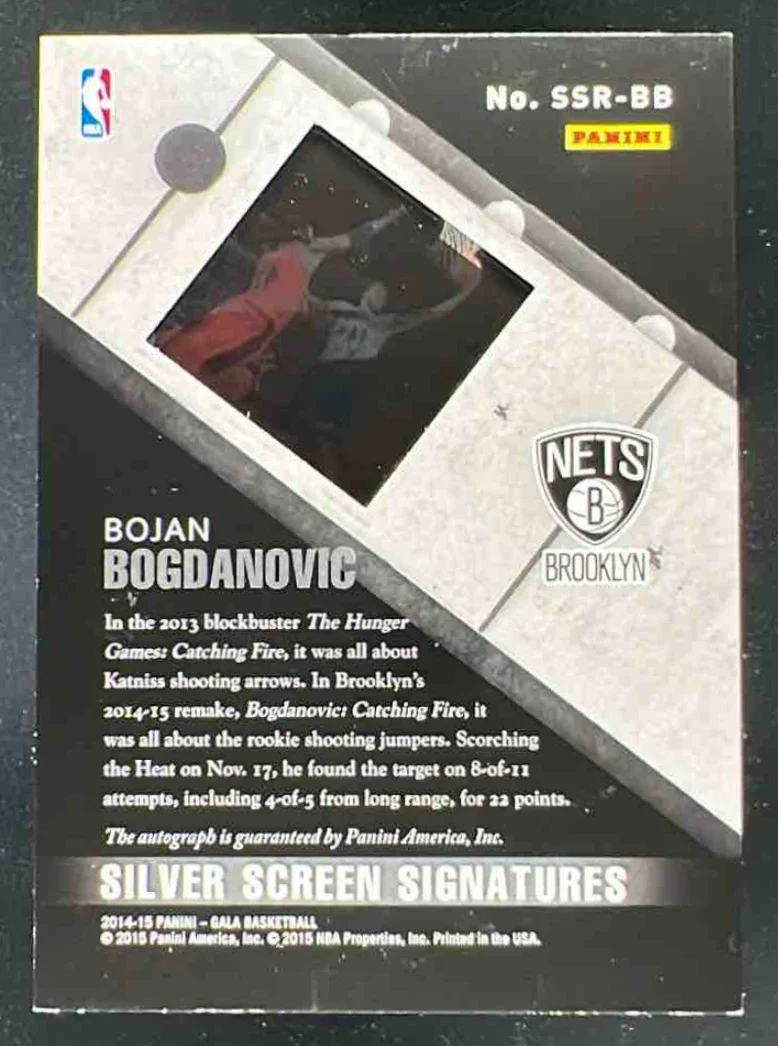 2014-15 Panini Gala Silver Screen Rookie #SSR-BB Bojan Bogdanovic RC Auto /50 - Image 2