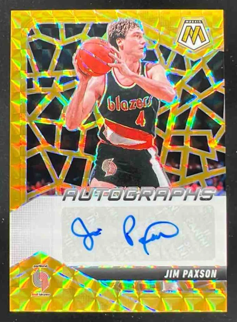 2024-25 Mosaic Mosaic Autographs Spectris Gold FOTL #AM-JIM Jim Paxson Auto /10