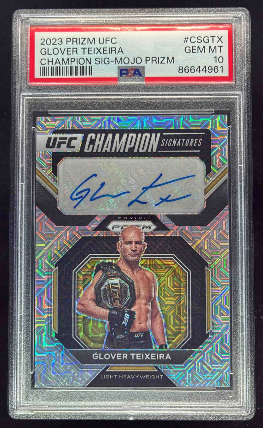 2023 Panini Prizm UFC Champion Mojo Prizms #GTX Glover Teixeira Auto /25 PSA 10