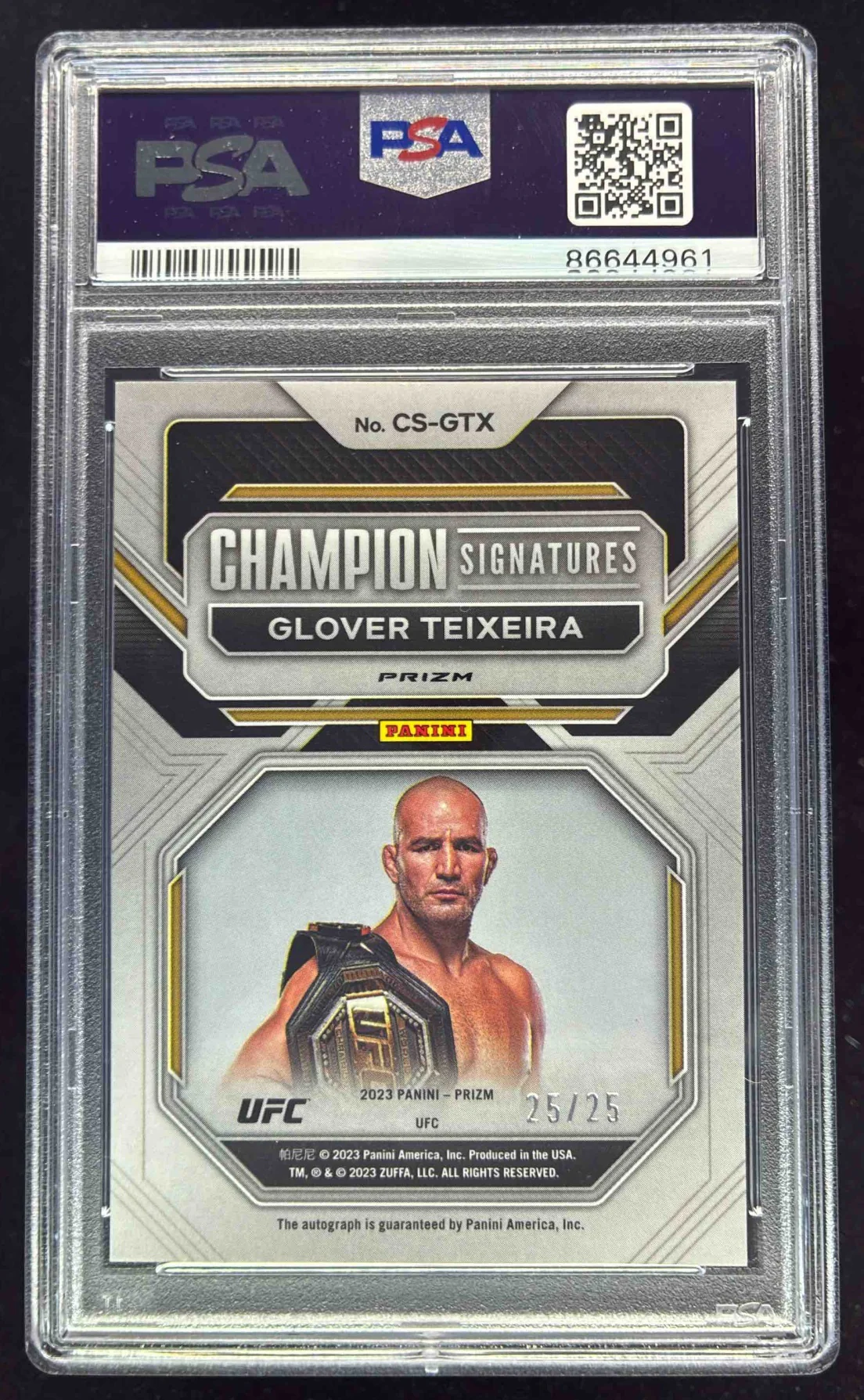 2023 Panini Prizm UFC Champion Mojo Prizms #GTX Glover Teixeira Auto /25 PSA 10 - Image 2