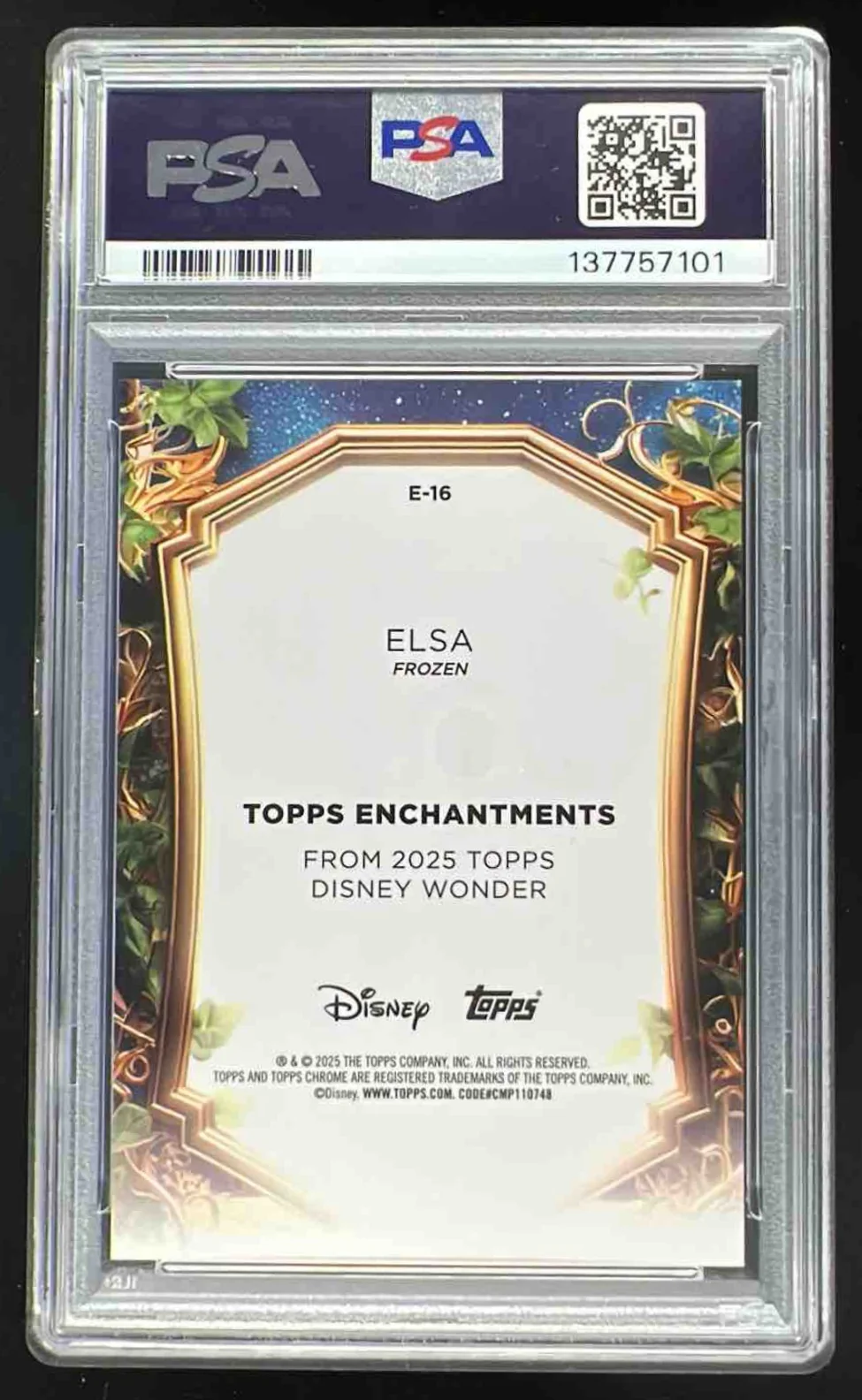 2025 Topps Disney Wonder Enchantments Chrome Red Refractor #E-16 Elsa /5 PSA 10 - Image 2