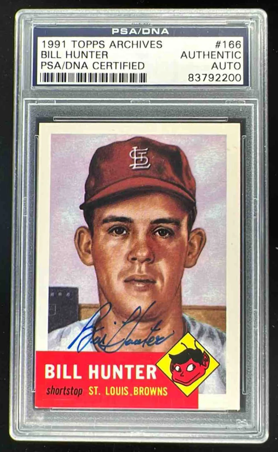 1991 Topps Archives 1953 #166 Bill Hunter Autograph Auto PSA Authentic