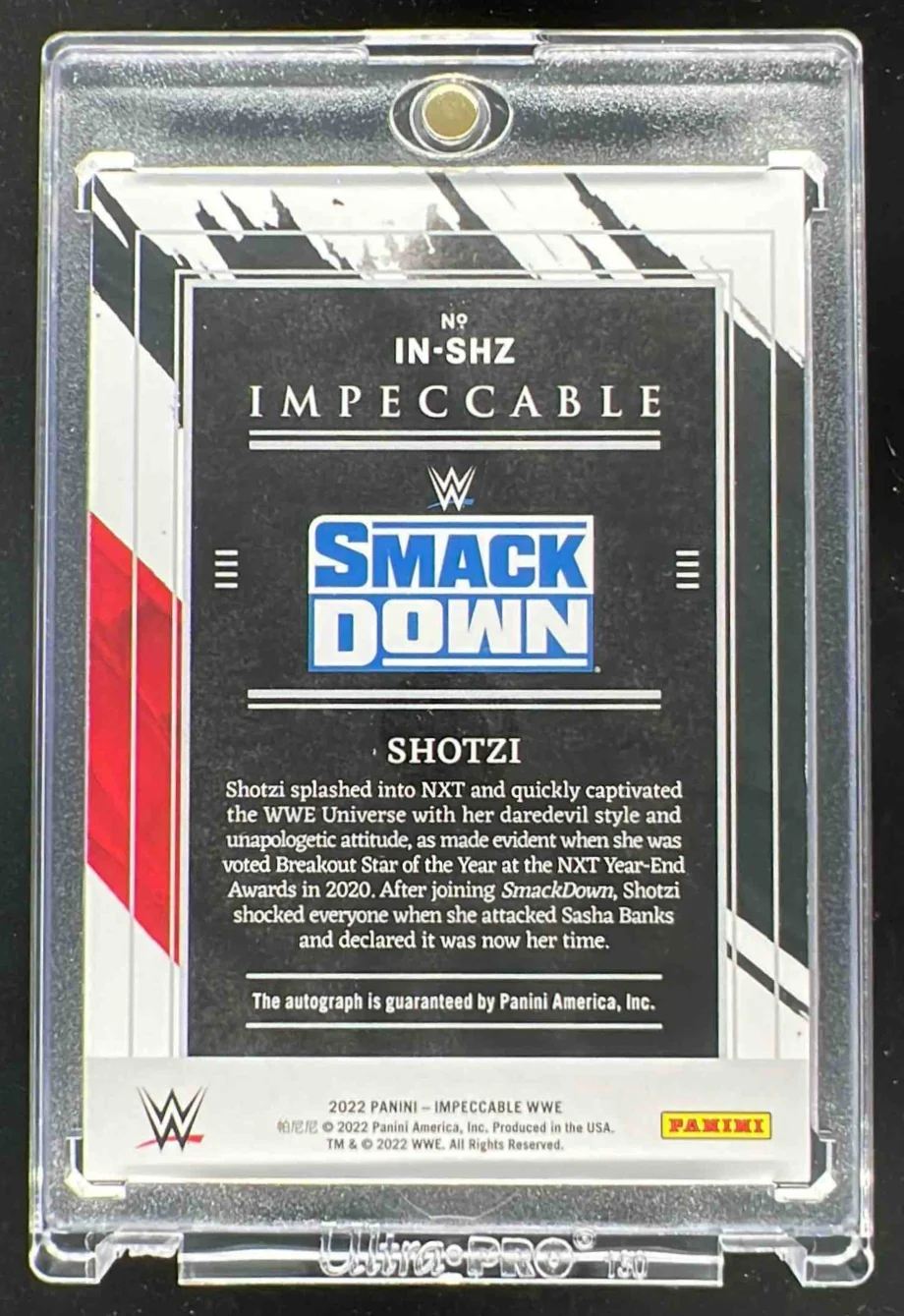 2022 Impeccable WWE Indelible Ink Platinum #IN-SHZ Shotzi Autograph Auto 1/1 - Image 2