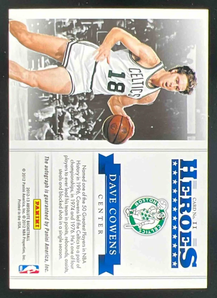 2012-13 Panini Absolute Heroes Autographs #11 Dave Cowens Auto /49 - Image 2