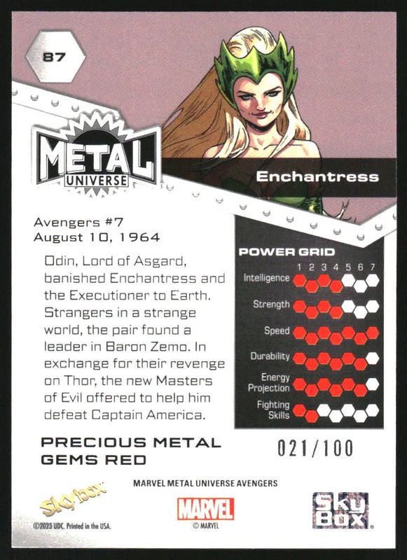 2024 SkyBox Marvel Metal Universe Avengers Precious Gems Red Enchantress /100 - Image 2