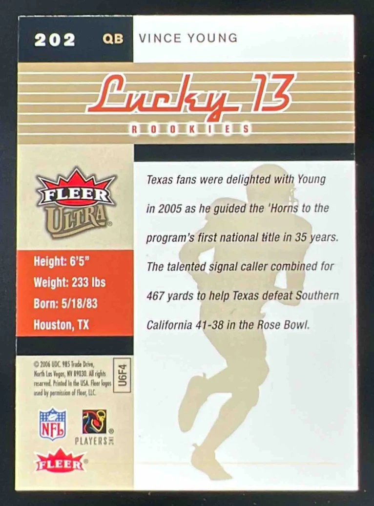 2006 Fleer Ultra Gold Medallion #202 Vince Young - Image 2