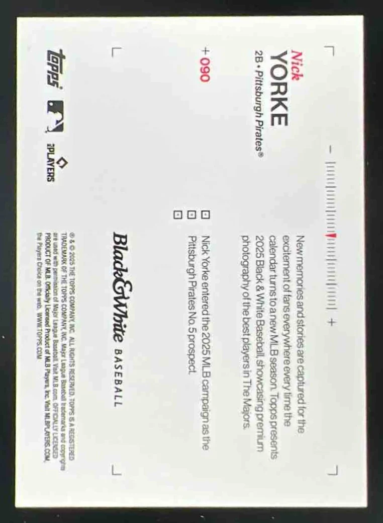 2025 Topps Black and White Purple #90 Nick Yorke /25 - Image 2