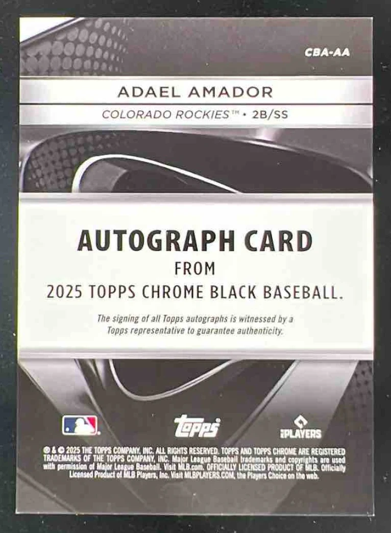2025 Topps Chrome Black Gold Mini-Diamond #CBA-AA Adael Amador RC Auto /50 - Image 2