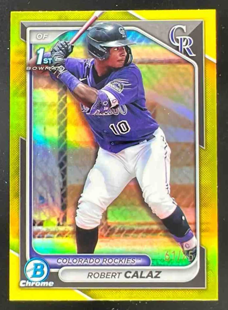 2024 Bowman Chrome Prospects Yellow Refractors #BCP-131 Robert Calaz RC /75