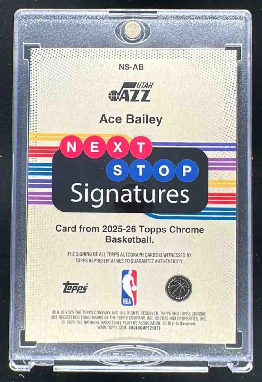 2025-26 Topps Chrome Next Stop Signature Gold Refractor Ace Bailey RC Auto /50 - Image 2