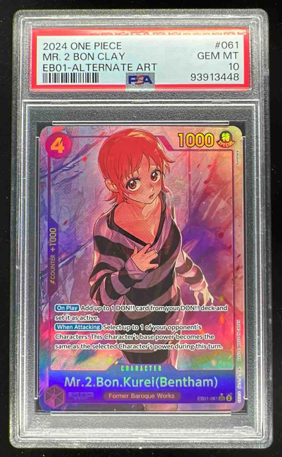 2024 One Piece EB01 #061 Mr. 2 Bon Clay Alternate Art PSA 10