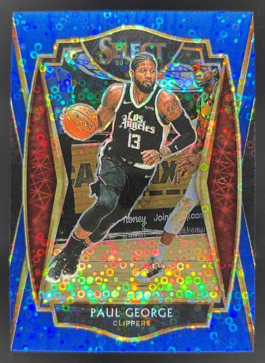 2020-21 Panini Select Blue Disco Prizms #156 Paul George Premier Level /25
