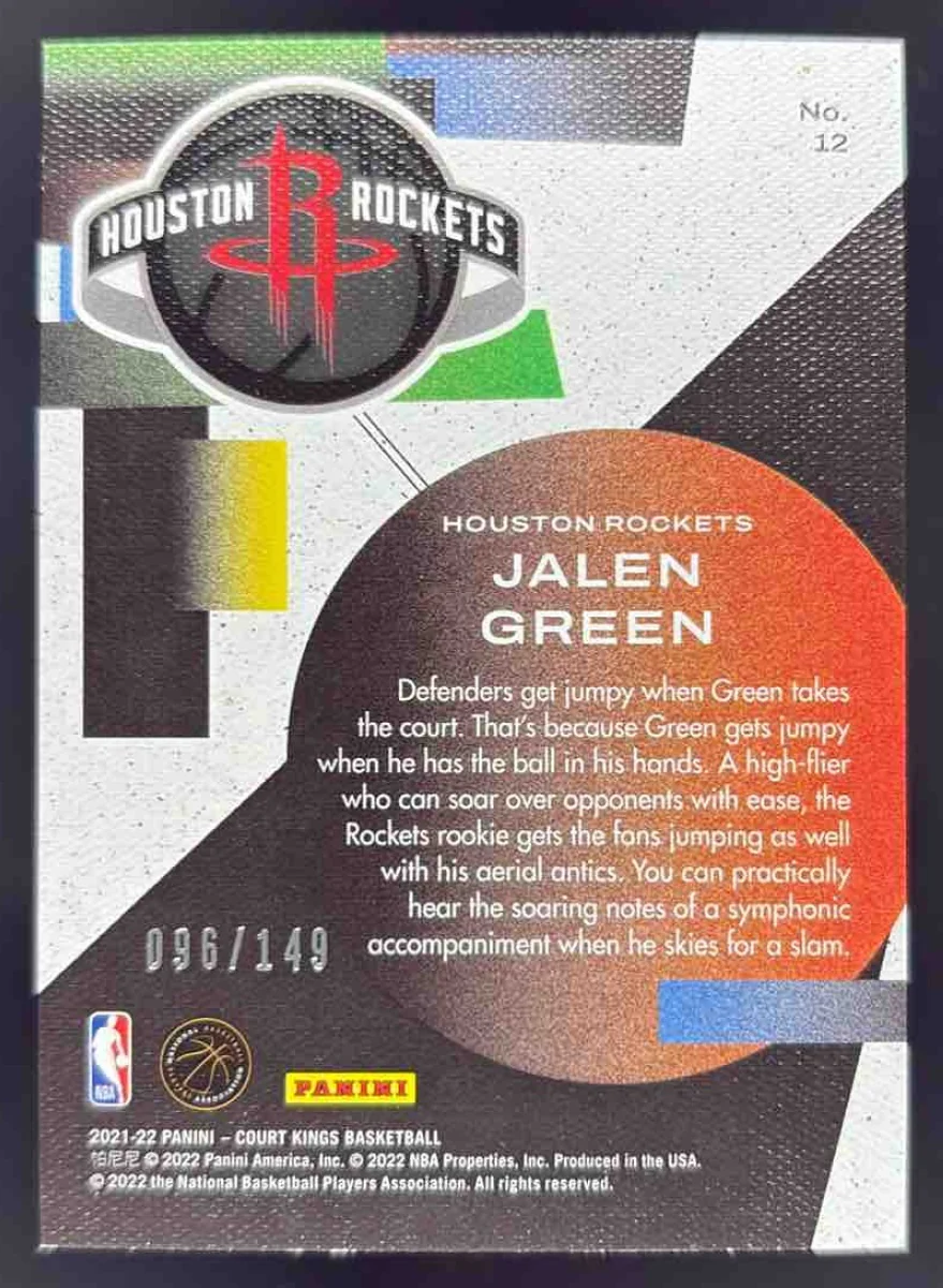 2021-22 Panini Court Kings Maestros Ruby #12 Jalen Green RC /149 - Image 2