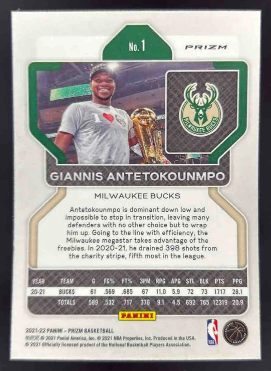 2021-22 Panini Prizm Fast Break #1 Giannis Antetokounmpo - Image 2