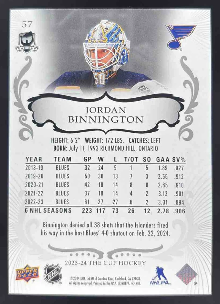 2023-24 Upper Deck The Cup #57 Jordan Binnington /249 - Image 2