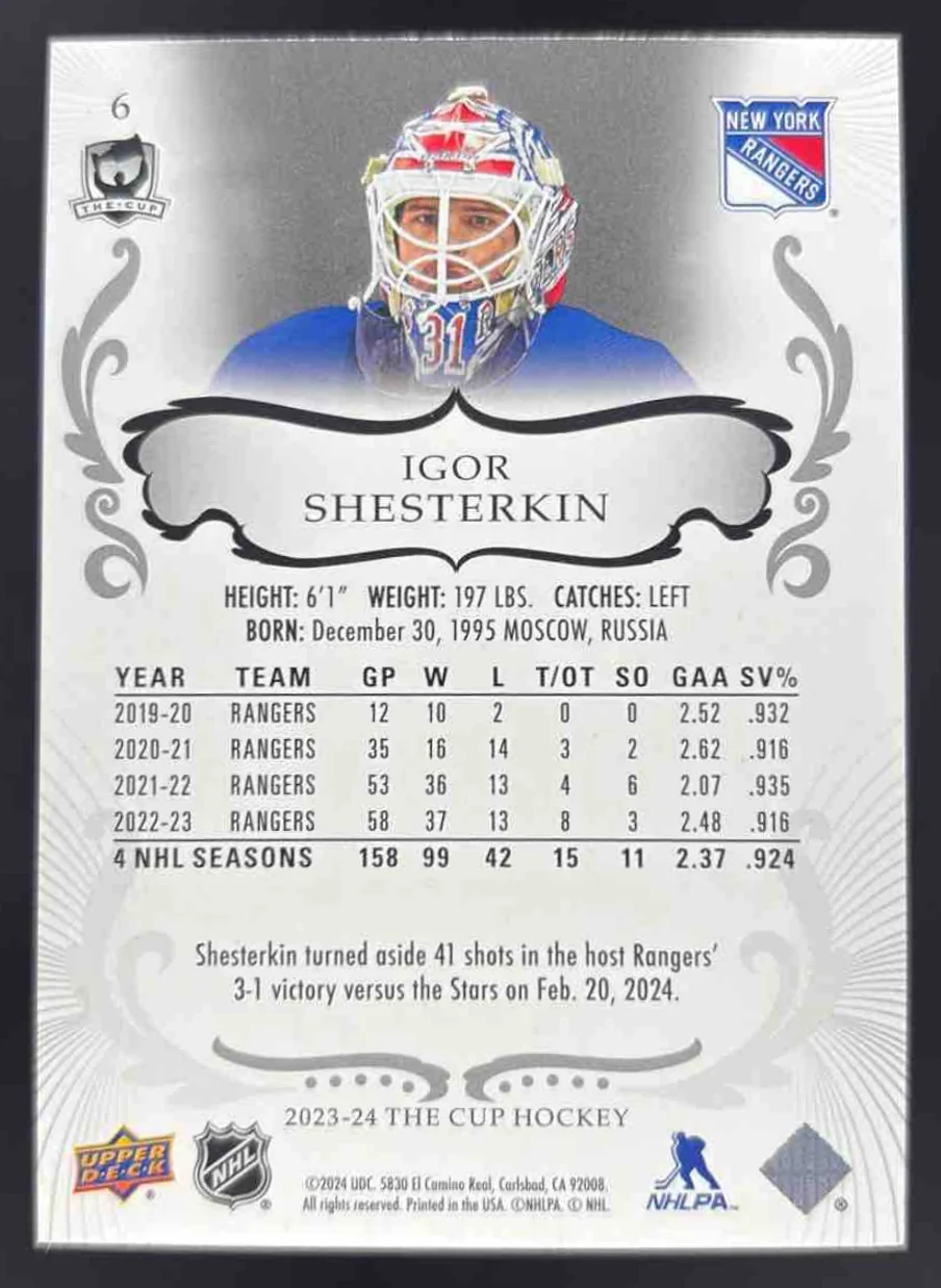 2023-24 Upper Deck The Cup #6 Igor Shesterkin /249 - Image 2