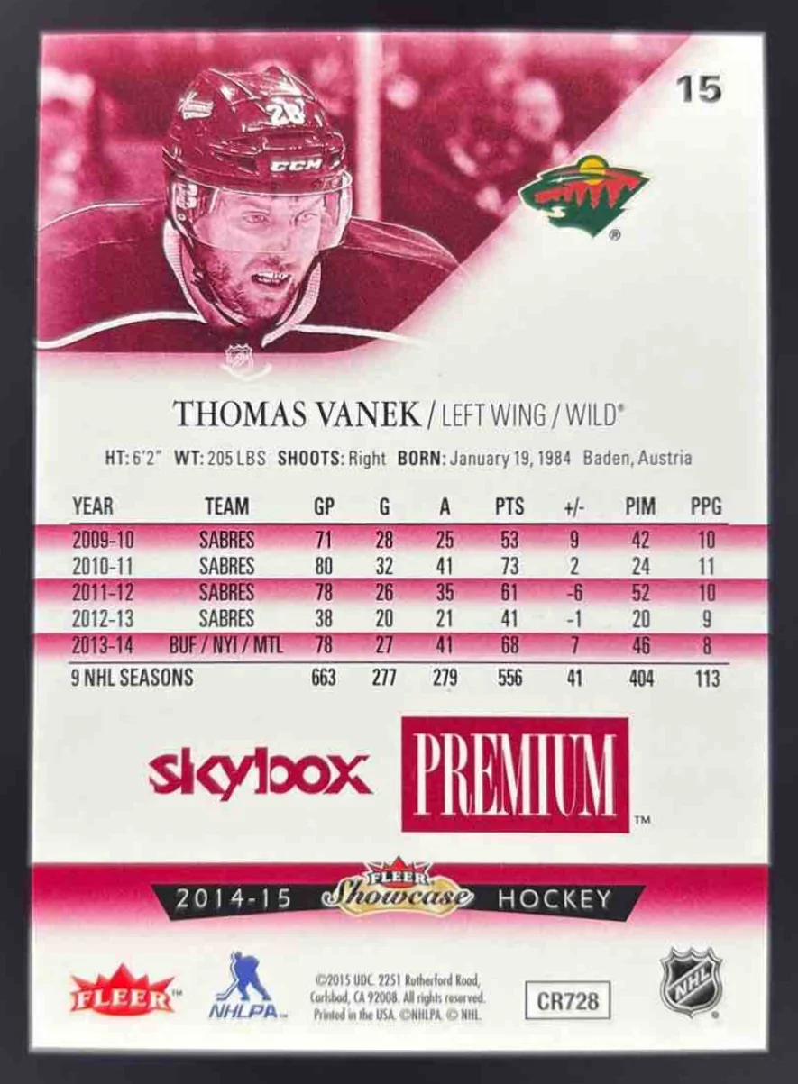 2014-15 Fleer Showcase SkyBox Premium Star Rubies #15 Thomas Vanek /50 - Image 2