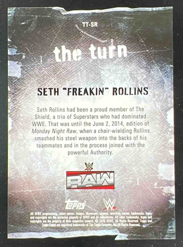 2025 Topps Finest WWE The Turn Die-Cut #TT-SR Seth "Freakin" Rollins /75 - Image 2