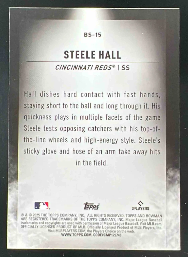2025 Bowman Draft Bowman Spotlights #BS-15 Steele Hall - Image 2