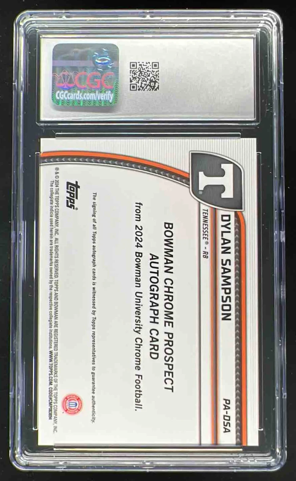 2024 Bowman Chrome University Gold Refractor #DSA Dylan Sampson Auto /50 CGC 10 - Image 2