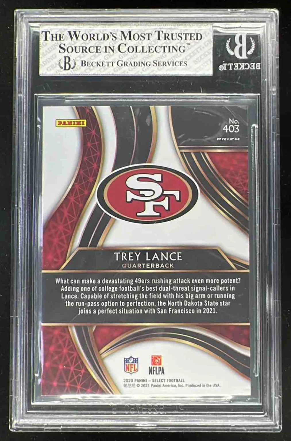 2020 Panini Select #403 Trey Lance RC XRC BGS 8 - Image 2