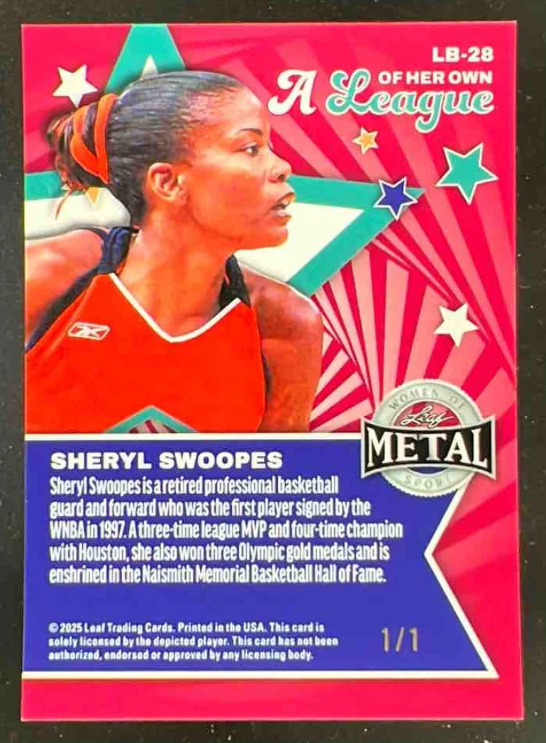2025 Leaf Metal Women Of Sport A League of Her Own Purple #28 Sheryl Swoopes 1/1 - Image 2