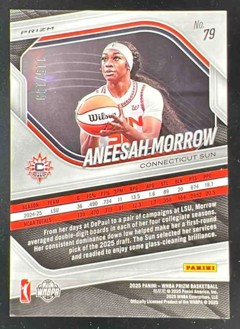 2025 Panini Prizm WNBA Red Pandora #79 Aneesah Morrow RC /199 - Image 2