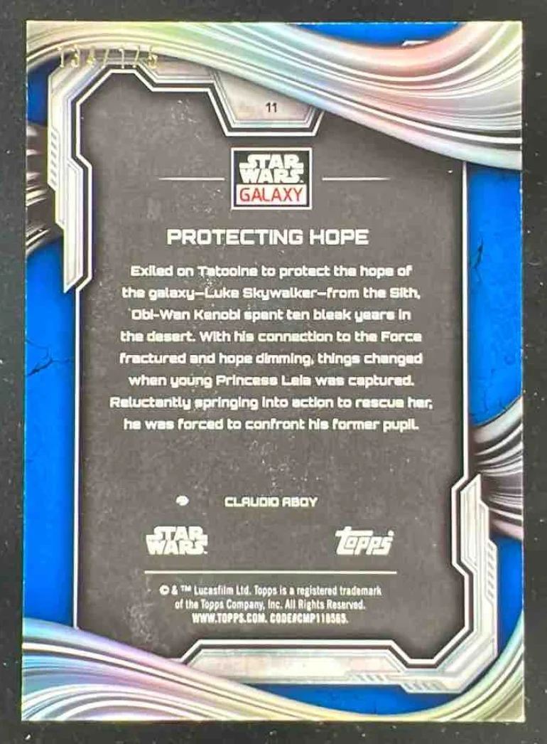 2025 Topps Chrome Star Wars Galaxy Blue Ray Wave Refractor Protecting hope /175 - Image 2