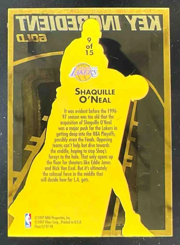 1997-98 Fleer Key Ingredient Gold #9 Shaquille O'Neal - Image 2