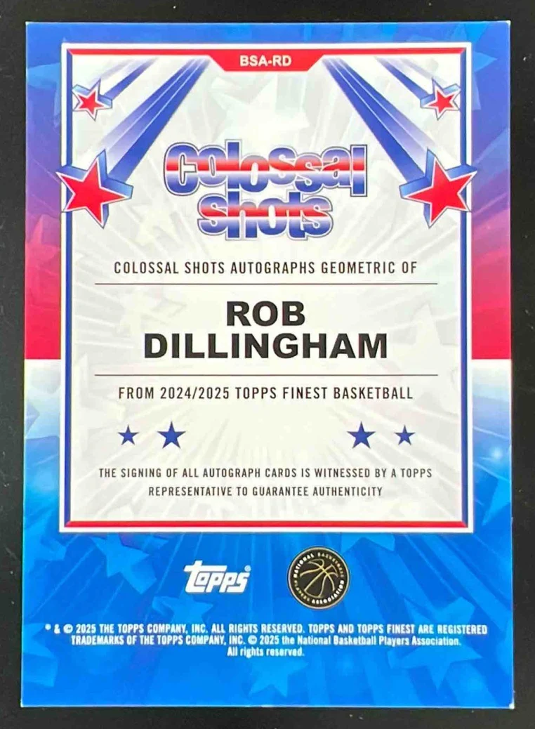 2024-25 Topps Finest Colossal Shots Red Geometric Rob Dillingham RC Auto /5 - Image 2