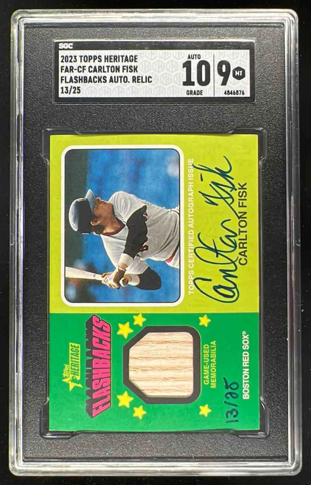 2024 Topps Heritage Flashback Relics #FAR-CF Carlton Fisk Auto /25 SGC 9