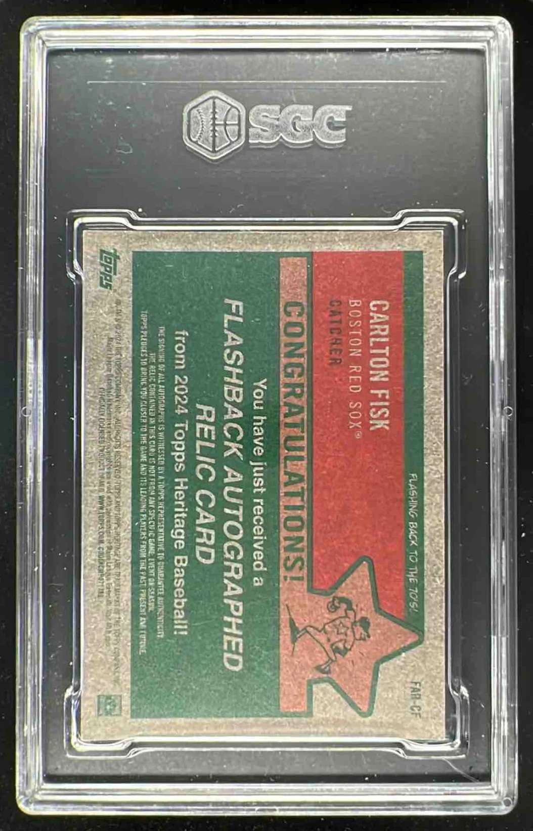 2024 Topps Heritage Flashback Relics #FAR-CF Carlton Fisk Auto /25 SGC 9 - Image 2