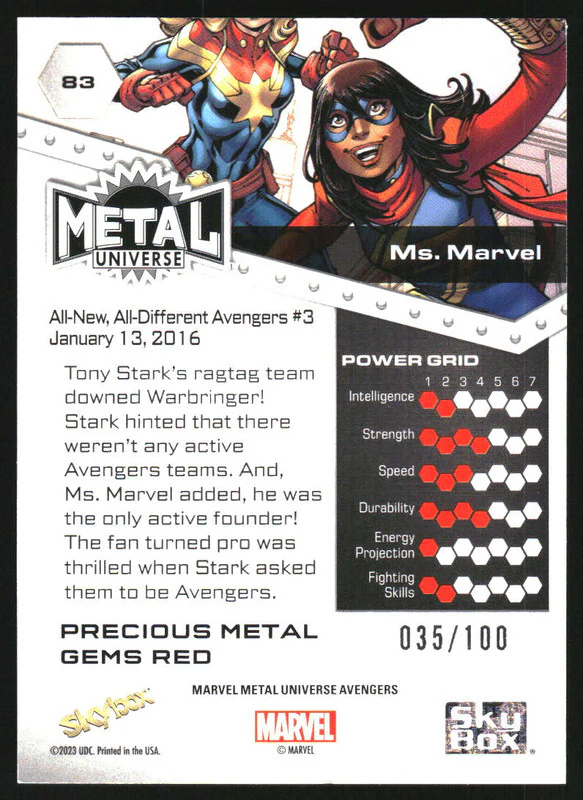 2024 SkyBox Marvel Metal Universe Avengers Precious Gems Red Ms. Marvel /100 - Image 2