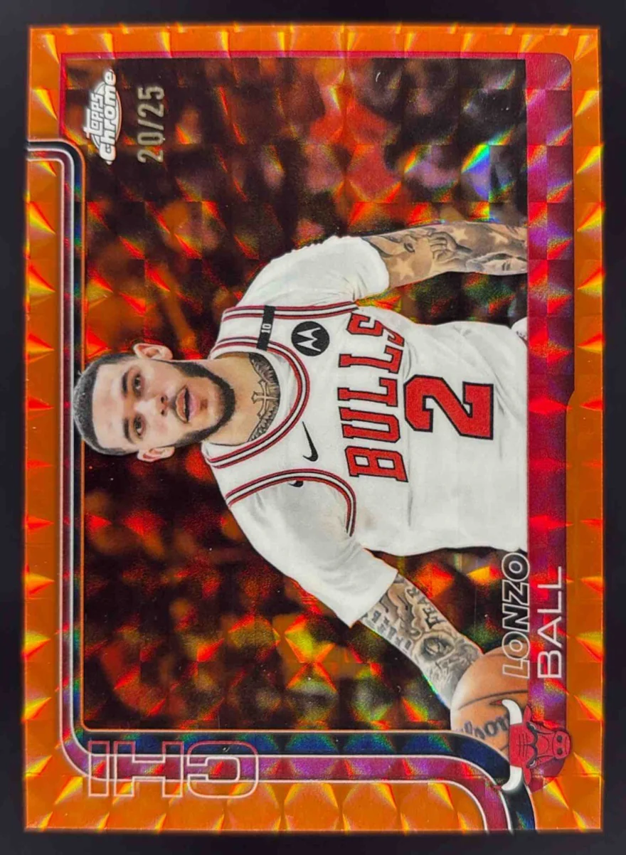 2025-26 Topps Chrome Geometric Orange Refractor #38 Lonzo Ball /25