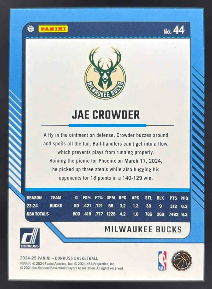 2024-25 Panini Donruss Choice Black Gold #44 Jae Crowder /8 - Image 2