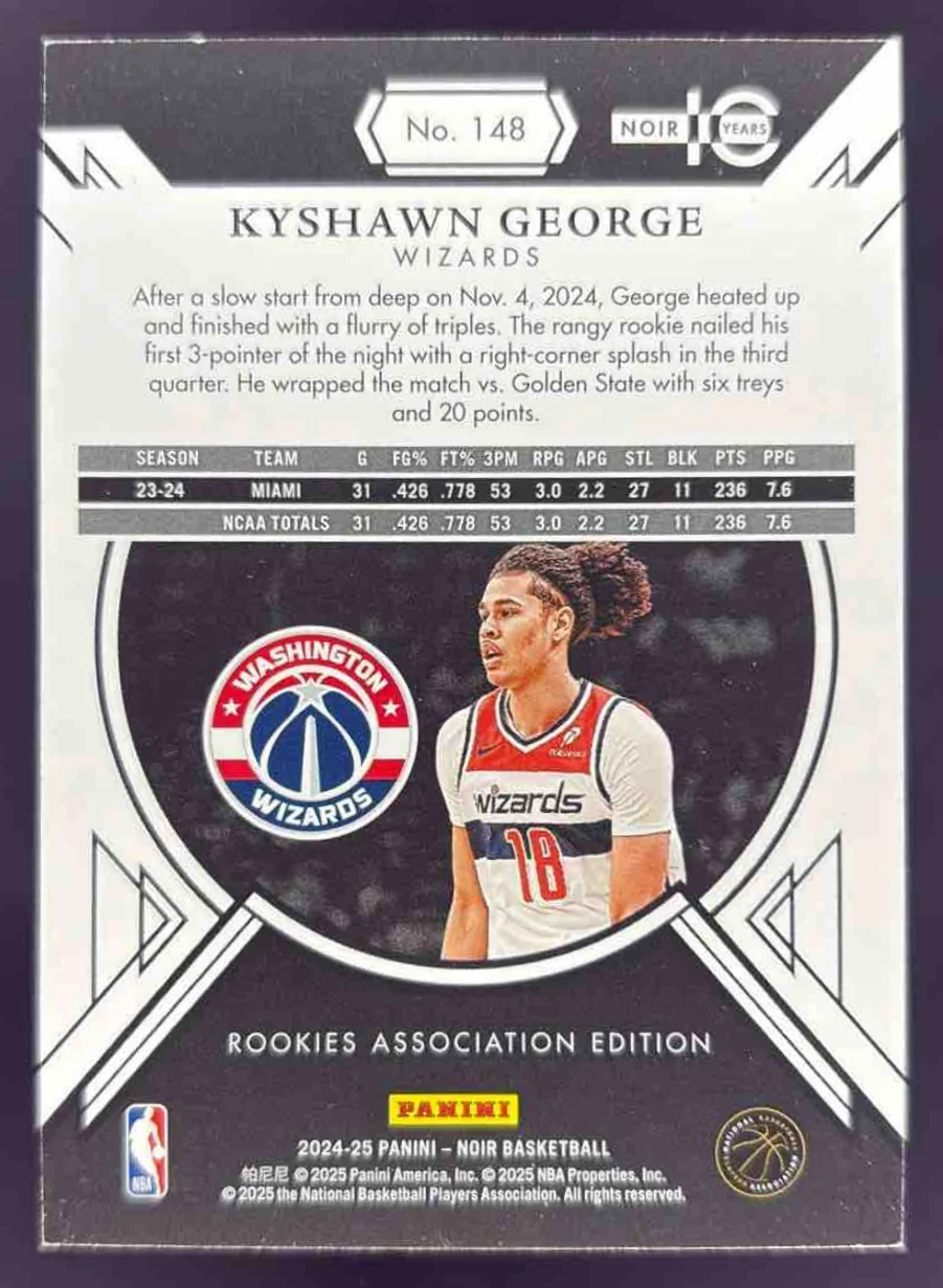 2024 Panini Noir Rookies Association Edition #148 Kyshawn George /99 - Image 2
