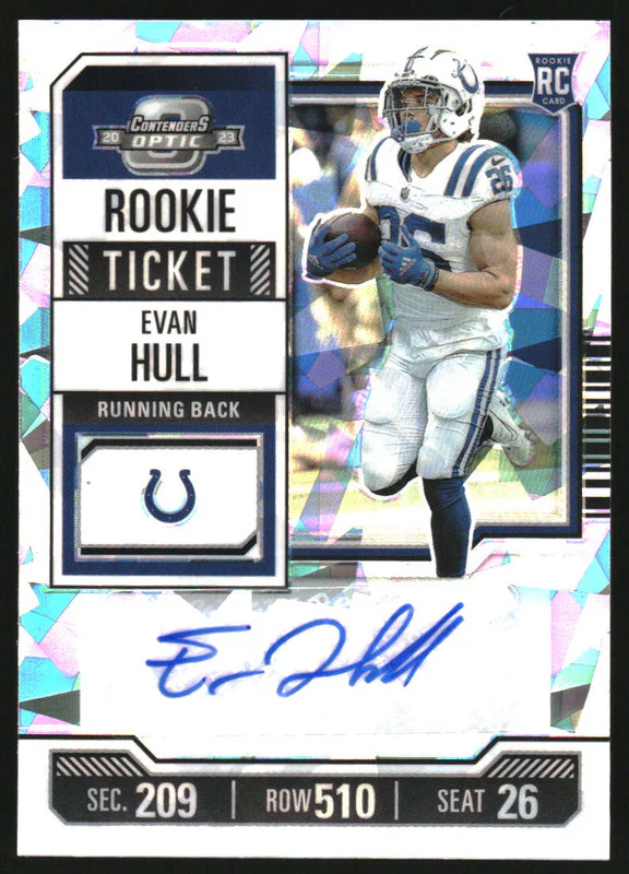 2023 Panini Contenders Optic Cracked Ice #169 Evan Hull RC Auto /22