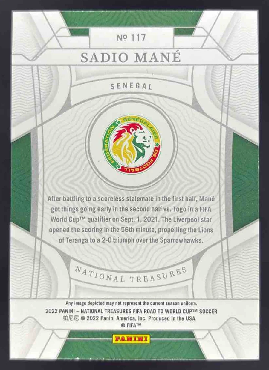 2022 Panini National Treasures FIFA Road to World Cup #117 Sadio Mane /99 - Image 2
