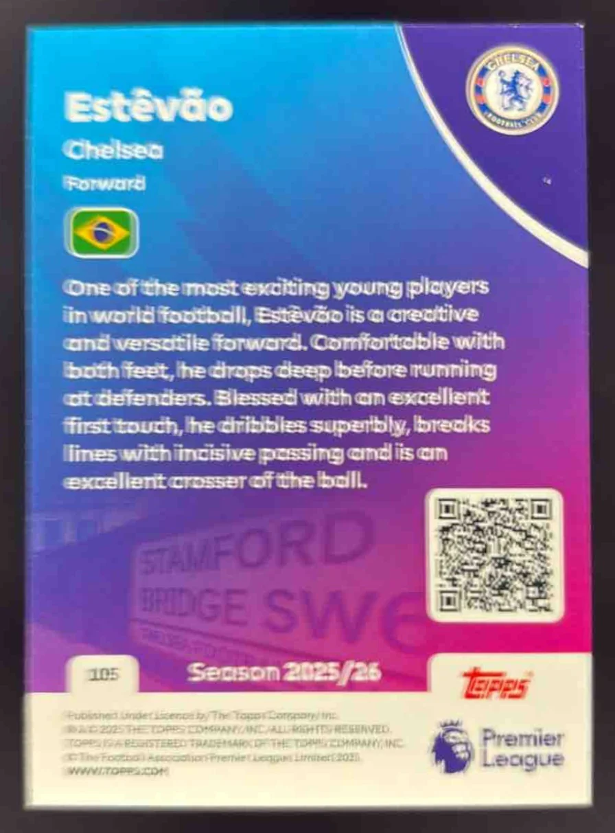 2025-26 Topps Premier League #105 Estevao RC - Image 2