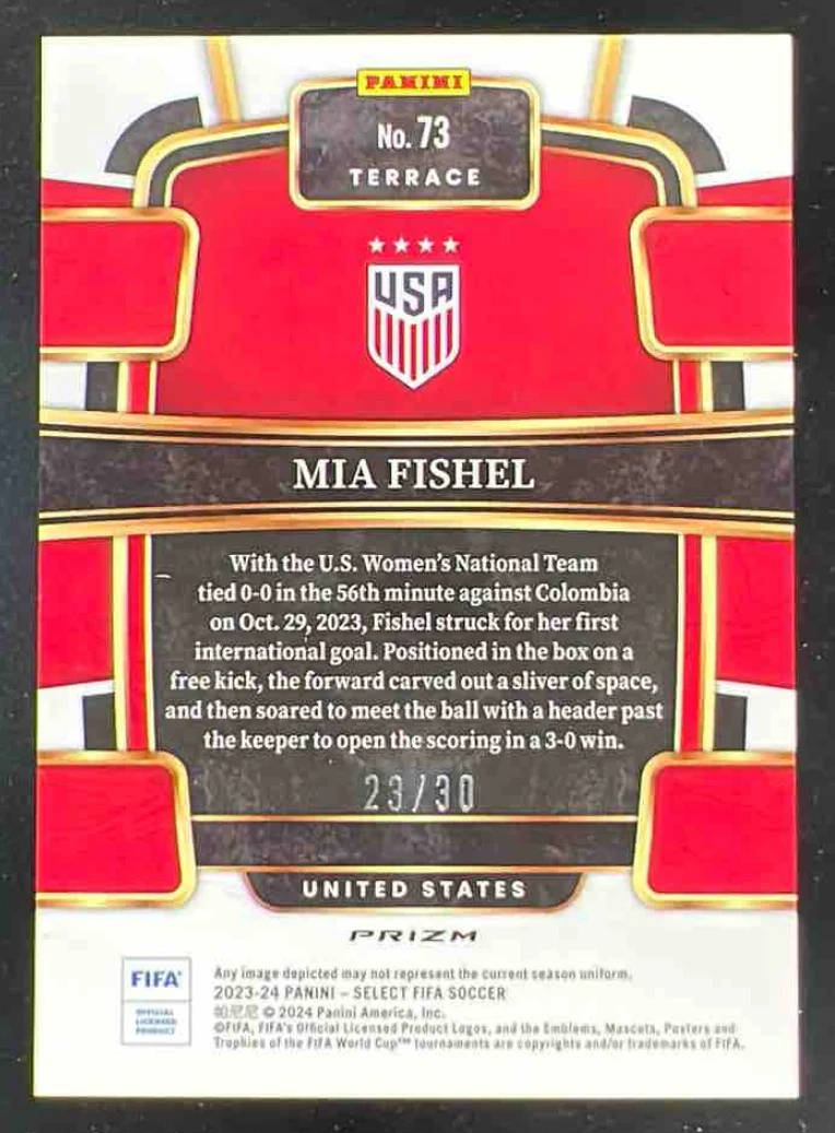 2023 Panini Select FIFA Tie Dye Prizm #73 Mia Fishel RC /30 - Image 2