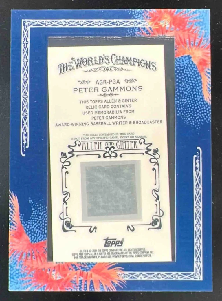 2011 Topps Allen & Ginter Relics #AGR-PGA Peter Gammons - Image 2